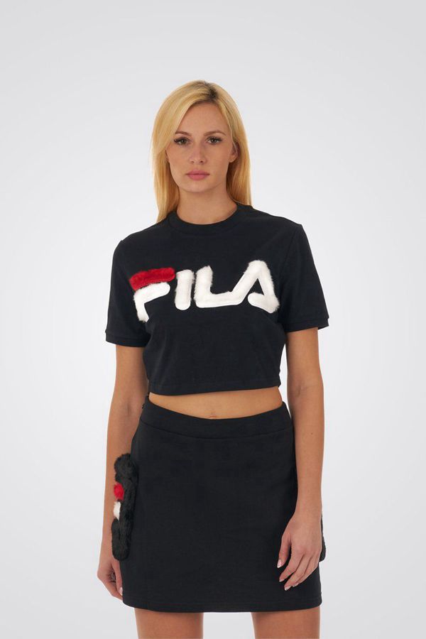 Camisetas Fila Mulher Pretas - Fila Barbara Fur Logo Ringer Outlet Portugal,PVQZ-58769